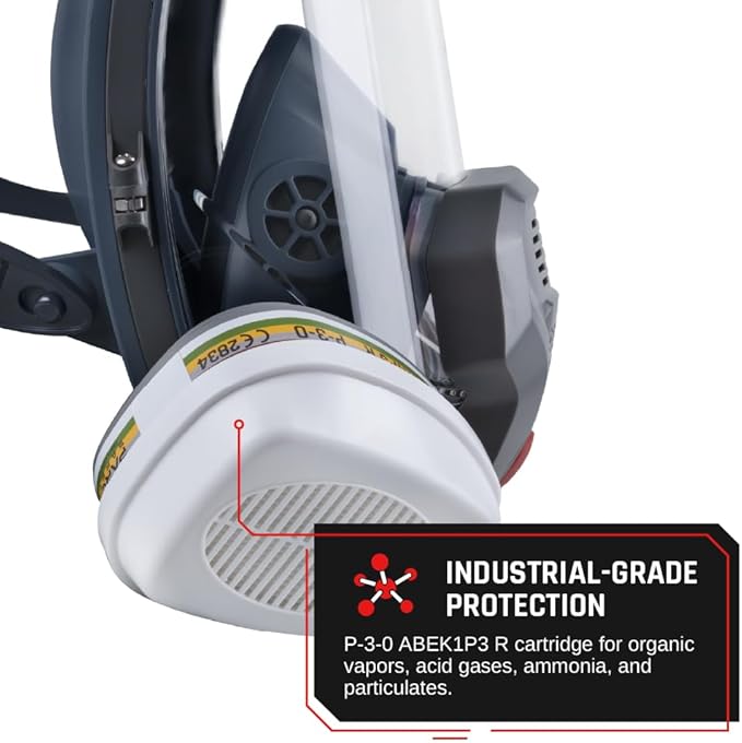 Parcil Distribution Full Face Respirator Mask with Filters – Durable Full Face Respirator Gas Mask, Bayonet Filter Compatible