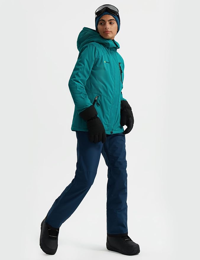 GEMYSE Women's Ski Snow Jacket Warm Winter Waterproof Coat Snowboard Rain Jacket Hooded Windproof Windbreaker