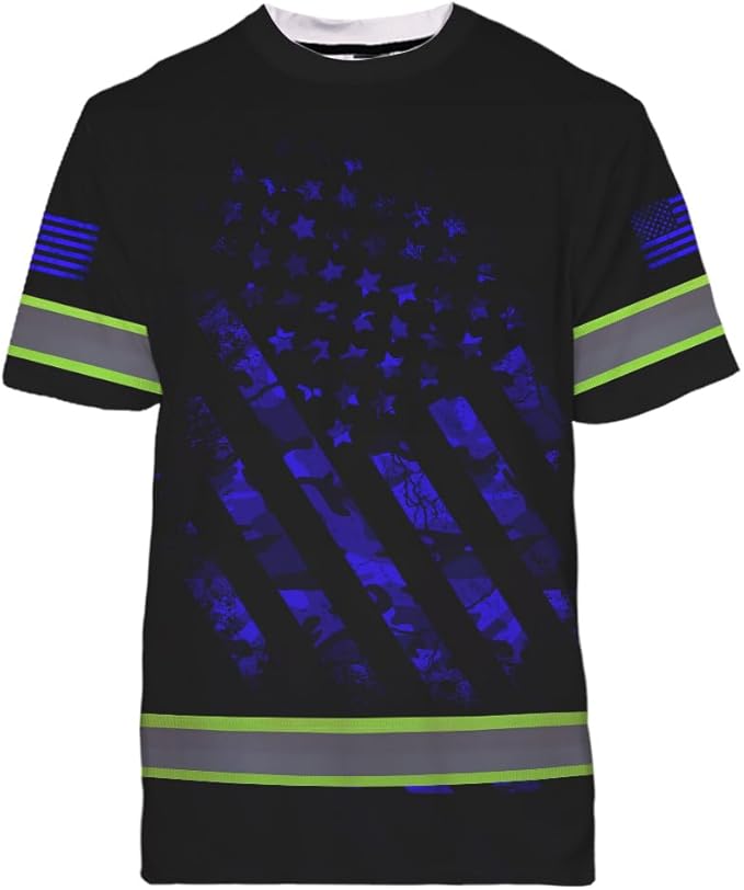Maddly High Visibility US Flag Collection Safety Workwear Custom Name for Workers, Runners, Truckers, Patriotic