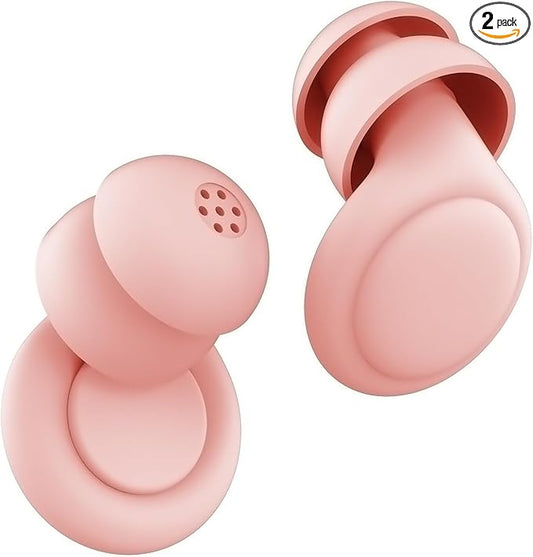 2 Noise Cancelling Ear Plugs, Beinkap Sleeping Earplugs with 12 Silicone Soft Reusable Ear Tips for Social Gatherings, Work, Sleeping, Concerts, Parenting, Conversation, 28 dB Noise Reduction
