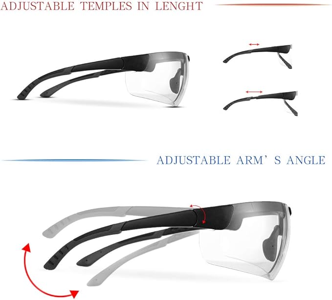 Anti Fog&Anti Scratch Safety Glasses for Men Women,Clear Lens,Adjustable Work Safety Goggles,Anti-UV Eyewear,Eye Protection for Shooting,Mowing,Sports,Hunting,Working(Black Clear)