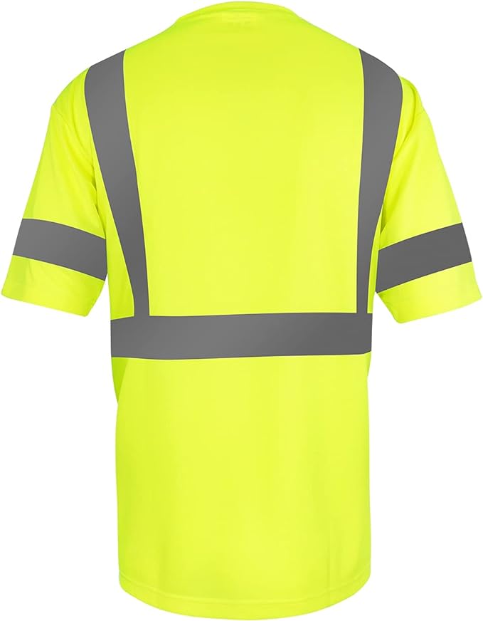 Safety Shirt short Sleeve High Visibility Reflective Breathable T Shirt for Work Warehouse Construction Class 3