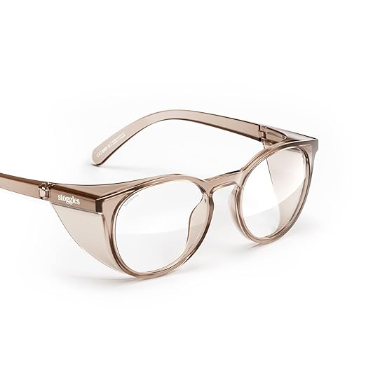 Stoggles Round Z87.1 Certified Polycarbonate Safety Glasses, Scratch & Shatter-Proof, Blue-Light & UV Blocking Lens, Top & Side Shields, Anti-Fog Dip Coated, Durable, Protective & Stylish Eyewear
