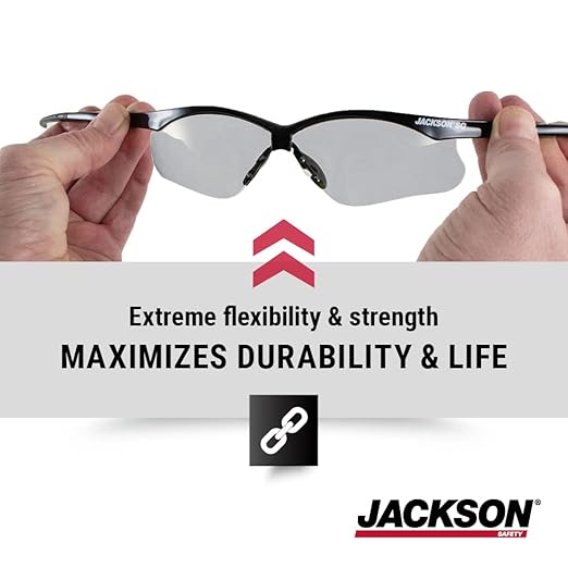 Jackson Safety SG Safety Glasses - Eye Protection for Men & Women - Anti-Scratch Lens with Black Frame - ANSI Z87.1 - Pack of 3 (Multiple Styles)
