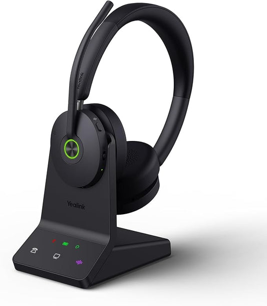 Yealink WH68 ANC DECT&Bluetooth Wireless Headset,606ft Long Rang Dual Ear Zoom,UC Headphones with 6X Noise Cancelling Mic, 32H Call, Work Active Noise Cancellation Stereo Headsets(PC,CellPhone,Laptop)