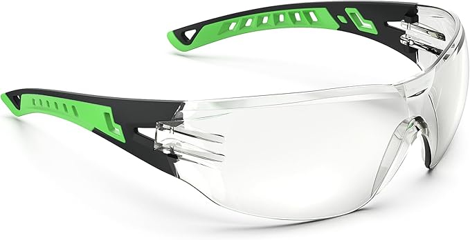 Safety Glasses with Clear Wraparound Lenses and Vented Frame
