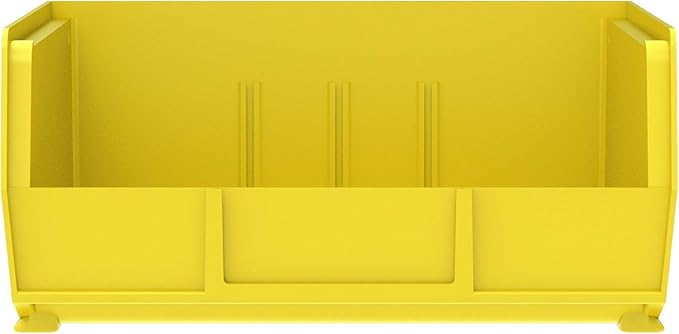 Akro-Mils 30235 AkroBins Plastic Storage Bins, Space-Saving Stackable Bins for Garage, Pantry, Craft Organization, 11-" x 11-" x 5-", Yellow, 6-Pack