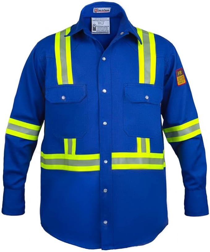 Flame Resistant High Visibility Hi Vis FR Shirt - 100% C - 7 oz