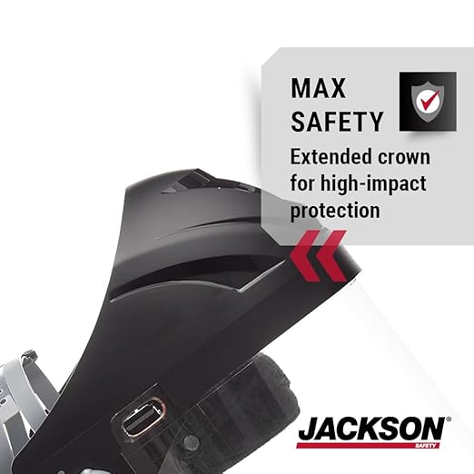 Jackson Safety Lightweight F4XP Premium Face Shield - Mask & Crown with 370 Speed Dial Ratcheting Headgear, ANSI Z87.1, for Work, Grinding, Cutting, Universal Pin Pattern - Uncoated - Clear Tint