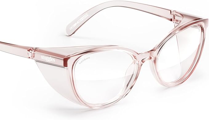 Stoggles Cat Eye Z87.1 Certified Safety Glasses, Blue-Light, UV Blocking Lens, Top & Side Shield, Anti-Fog, Stylish Eyewear