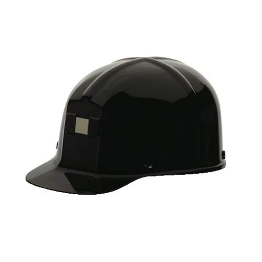MSA 82769 Comfo-Cap Safety Hard Hat with Staz-on Pinlock Suspension | Polycarbonate Shell, Non-Slotted W/ Lamp Bracket and Cord Holder - Standard Size in Black