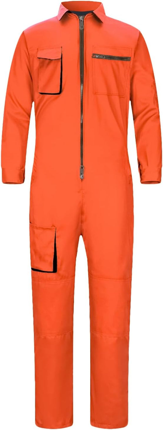 Men's Coveralls Mechanic Work Jumpsuit Multi Pockets Overalls Long Sleeve Workwear Coverall