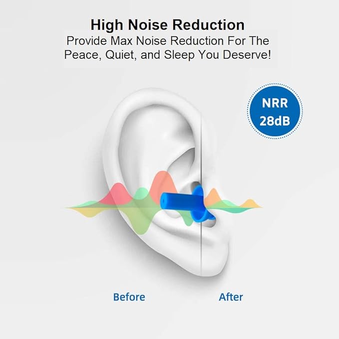 100 Pair Reusable Soft Silicone Ear Plugs Waterproof - Washable Ear Plugs for Swimming Music Concerts Construction Shooting Hunting Motor Sports Hunting Movie Ear Plugs for Sleeping Noise Cancelling