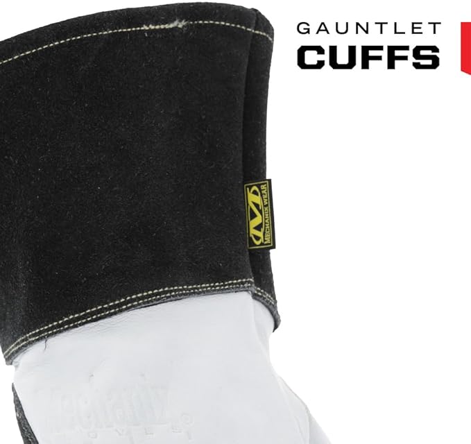 Mechanix Wear: Pulse TIG Welding Gloves, Durahide Goat Leather, Work Gloves with Glide Resistance, Added Durability, Rollover Fingertips for Improved Dexterity, Safety Gloves (White, Medium)
