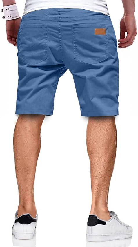 JMIERR Mens Casual Shorts - Cotton Drawstring Summer Beach Stretch Twill Chino Golf Shorts