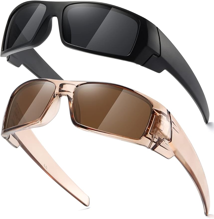 Polarized Sunglasses Men Womens Trendy Retro Sports Rectangular Wrap Around Vintage Shot Shield