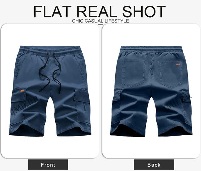 JMIERR Mens Casual Twill Cargo Shorts Cotton Drawstring Classic Cargo Stretch Short with 6 Pockets