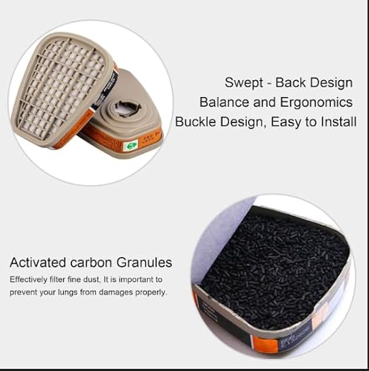 6001 Filter Cartridges for Respirator Mask with Filters, Dust-Proof, Painting-Proof, Organic Vapor, Pollen and Chemical Cartridges (Brown)