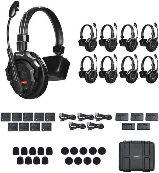 SYNCO XTalk X9 2.4GHz Wireless Headset with Microphone Intercom System Random Master Device Design for Movie Shoot Live Show Stage Performance (9 PCS)