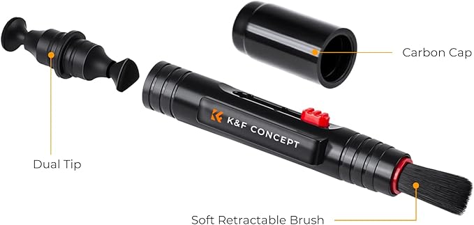 K&F CONCEPT Professional Lens Cleaning Pen with Soft Brush, Carbon Head Lens Cleaning Pen for Canon, Nikon, Pentax, Sony Digital Camera Cleaning,AR VR Glasses Cleaning