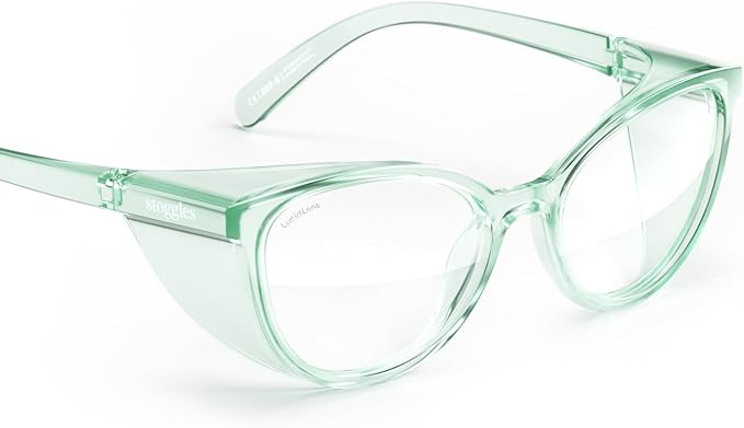 Stoggles Cat Eye Z87.1 Certified Safety Glasses, Blue-Light, UV Blocking Lens, Top & Side Shield, Anti-Fog, Stylish Eyewear