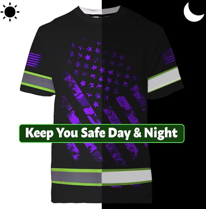 Maddly High Visibility US Flag Collection Safety Workwear Custom Name for Workers, Runners, Truckers, Patriotic