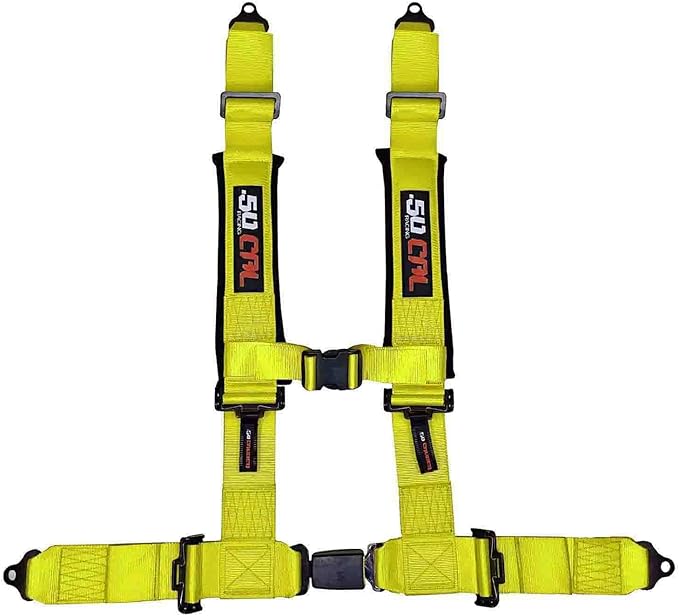 Yellow 4 Point Harness for Bucket Seat, Push Button Release, 10 Colorn Options, Racing Harness, Race Car, Off Road Vehicle, UTV, RZR (1 Unit) [6038]