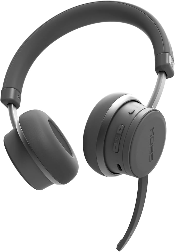 Koss CS340BT QZ Wireless Bluetooth On-Ear Communication Headset, Active Noise Cancellation, On-Board Controls, Black