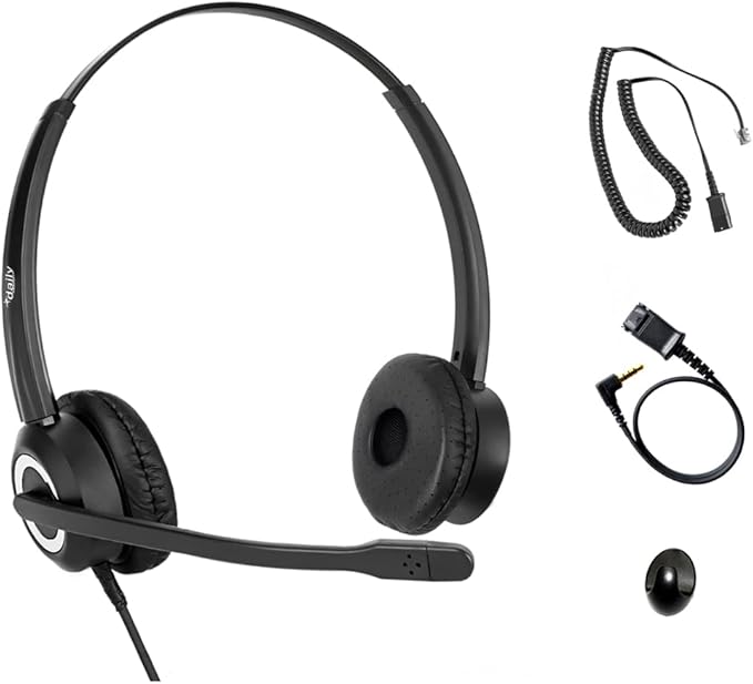 Polycom Phone Headset Noise Cancelling Mic RJ9 U10P Bottom Cable Compatible with Polycom VVX, Shoretel, Nortel (Avaya) Phones