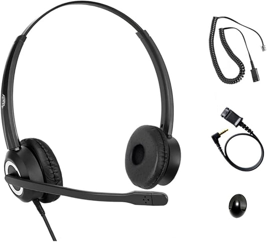 Polycom Phone Headset Noise Cancelling Mic RJ9 U10P Bottom Cable Compatible with Polycom VVX, Shoretel, Nortel (Avaya) Phones