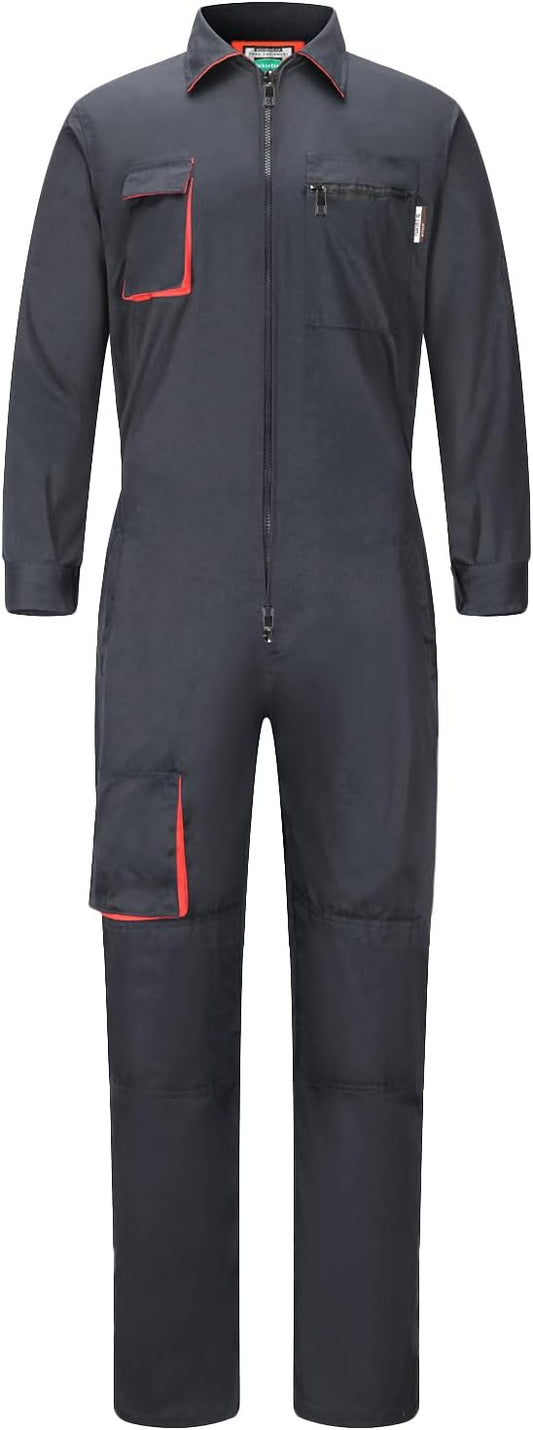 Men's Coveralls Mechanic Work Jumpsuit Multi Pockets Overalls Long Sleeve Workwear Coverall