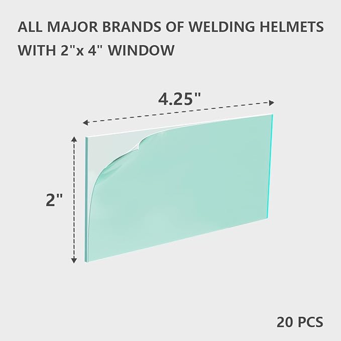 2'' x 4.25'' Welding Helmet Hood Replacement Clear Lens Cover (20pcs)