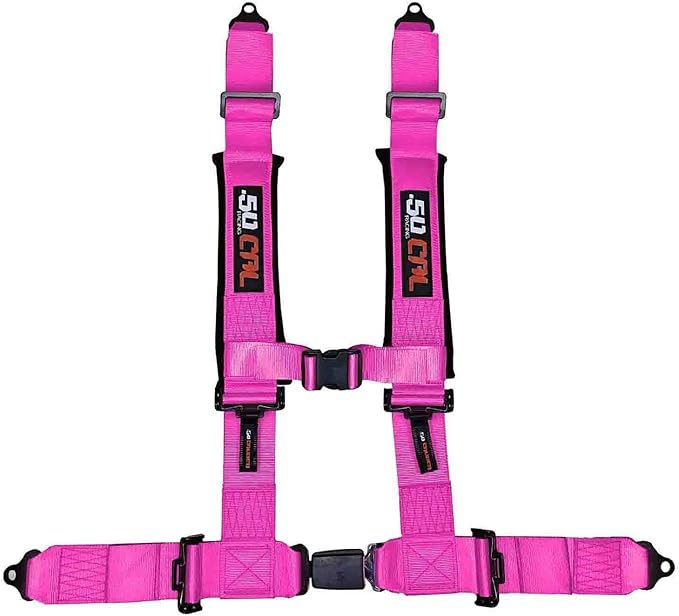 Pink 4 Point Harness for Bucket Seat, Push Button Release, 10 Color Options, Racing Harness, Race Car, Off Road Vehicle, UTV, RZR (1 Unit) [6034]