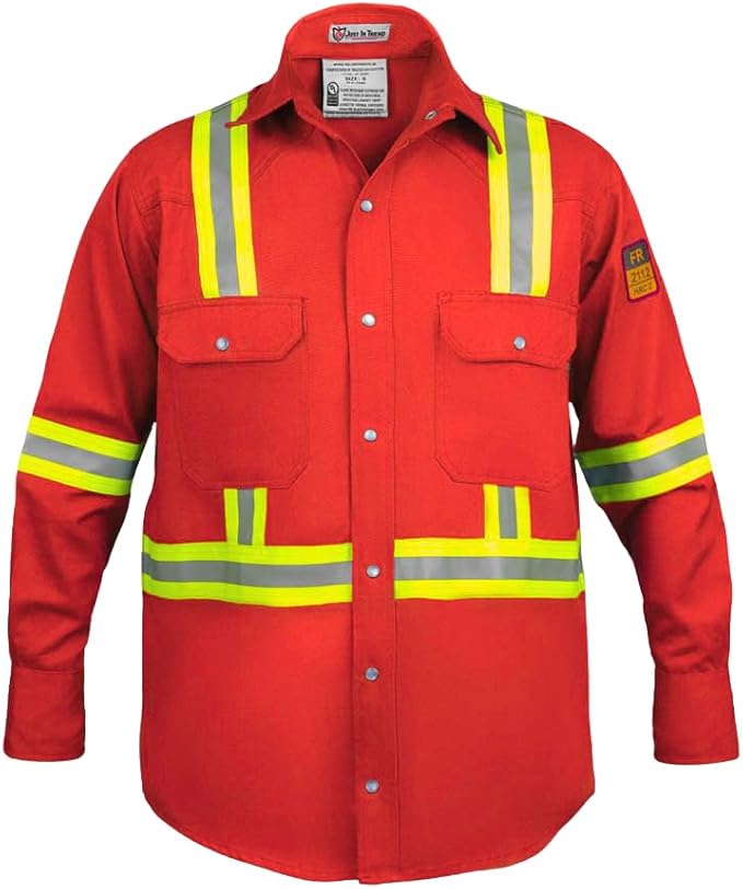 Flame Resistant High Visibility Hi Vis FR Shirt - 100% C - 7 oz