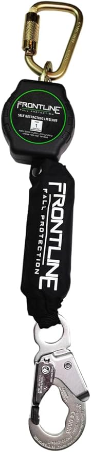 Frontline RPAS Aramid Fiber Web SRL | 6'-12' Single Leg | Steel Snap Hook | Lightweight & Compact | Durable Housing | Quick-Action Brake | 310 lbs Capacity | ANSI & OSHA Compliant (Pack 2)