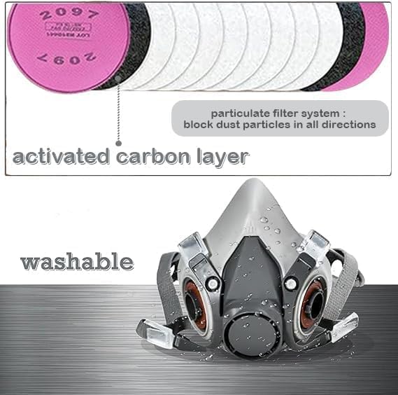 Respirator Mask with Filters, Welding Respirator Paint Mask Reusable Gas Mask Full Face Respirator