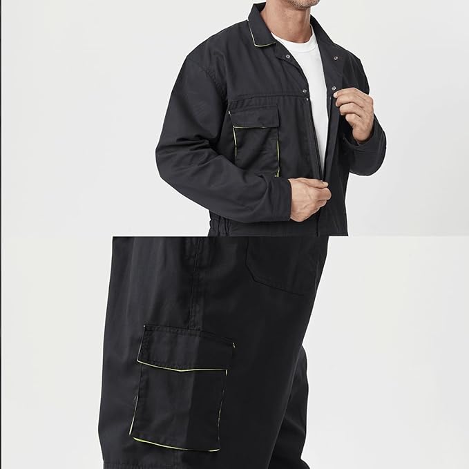 Men's Work Coverall Long Sleeves Overalls Mechanics Coveralls Workwear Jumpsuit with Multi Pockets