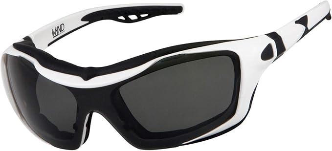 WYND Blocker Motorcycle Riding Glasses Extreme Sports Wrap Sunglasses (White/Smoke)