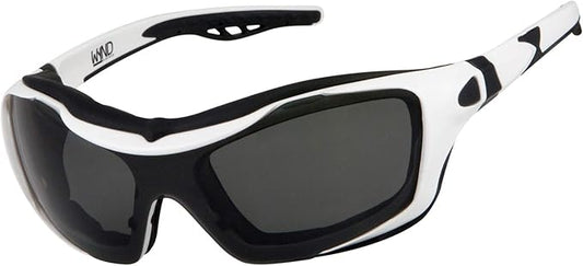 WYND Blocker Motorcycle Riding Glasses Extreme Sports Wrap Sunglasses (White/Smoke)