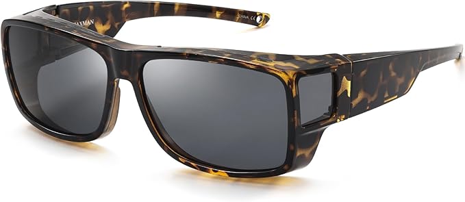 CAXMAN Fit Over Glasses Sunglasses Polarized Wrap Around Sunglasses with Side Window Shields for Full Protection
