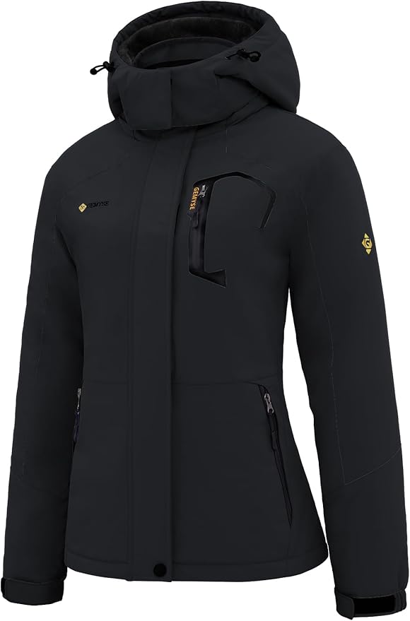 GEMYSE Women's Ski Snow Jacket Warm Winter Waterproof Coat Snowboard Rain Jacket Hooded Windproof Windbreaker