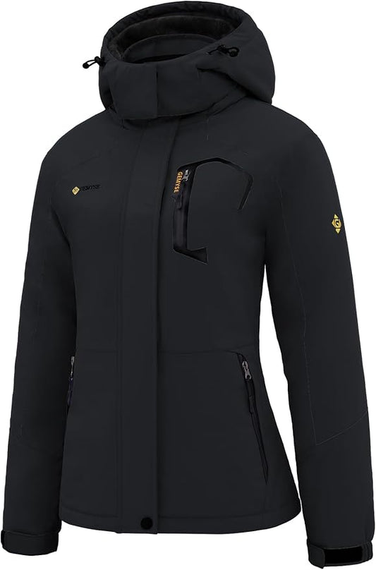 GEMYSE Women's Ski Snow Jacket Warm Winter Waterproof Coat Snowboard Rain Jacket Hooded Windproof Windbreaker