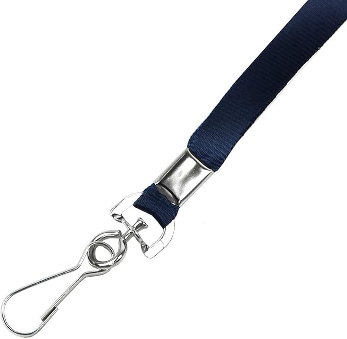 Navy Blue Lanyards 100 Pcs Lanyard for Id Badges Flat Lanyard with Badge Clip with J-Hook (Navy Blue)