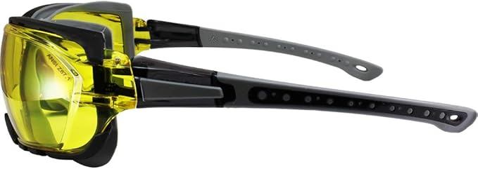 Birdz Eyewear Gasket Safety Padded Motorcycle Sport Sunglasses Grey with Clear Lens