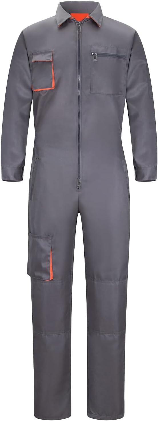 Men's Coveralls Mechanic Work Jumpsuit Multi Pockets Overalls Long Sleeve Workwear Coverall