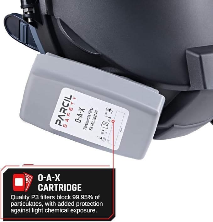 WF-100 Full-Face Welding Respirator - Gas Mask Welding Hood with Dual P3 Cartridges - 99.9% Particulate, Organic Vapor, Acidic Gas Filtration