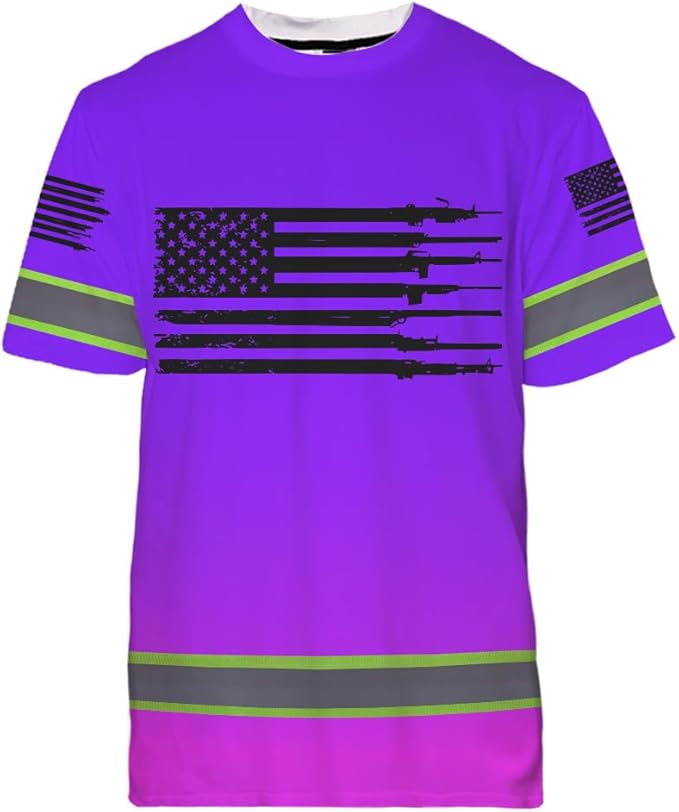 Maddly High Visibility US Flag Collection Safety Workwear Custom Name for Workers, Runners, Truckers, Patriotic