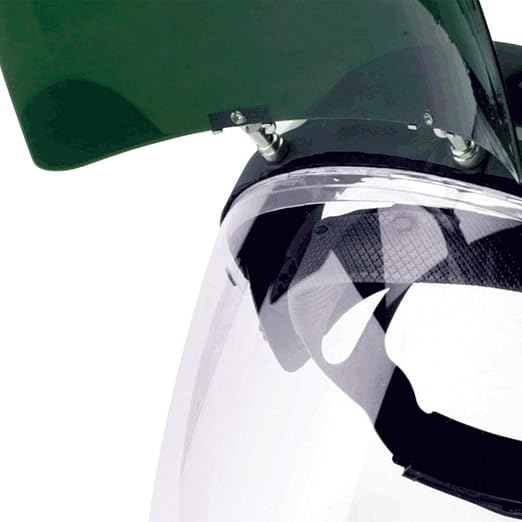 Sellstrom DP4 Face Shield - Lightweight Mask with High Impact Crown & Ratchet Headgear for Work, Grinding, Plasma/Flame Cutting - ANSI Z87.1 - Clear Anti Fog Polycarbonate Window - UV/IR Flip Up Visor