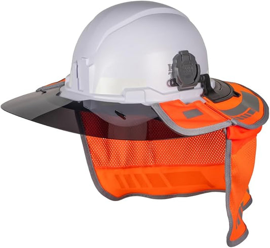 Klein Tools 03011 Hybrid Wide Brim Sombrero Sun Hat with Neck Flap, Hi-Visibility 1200D Fabric, and Universal Hard Hat Clips