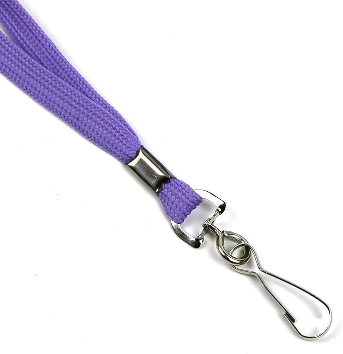 Beebel Lanyards 100 Pack Purple Lanyards with Swivel Hook Clips for ID Name Badge Holder (Purple, 100 Pack)